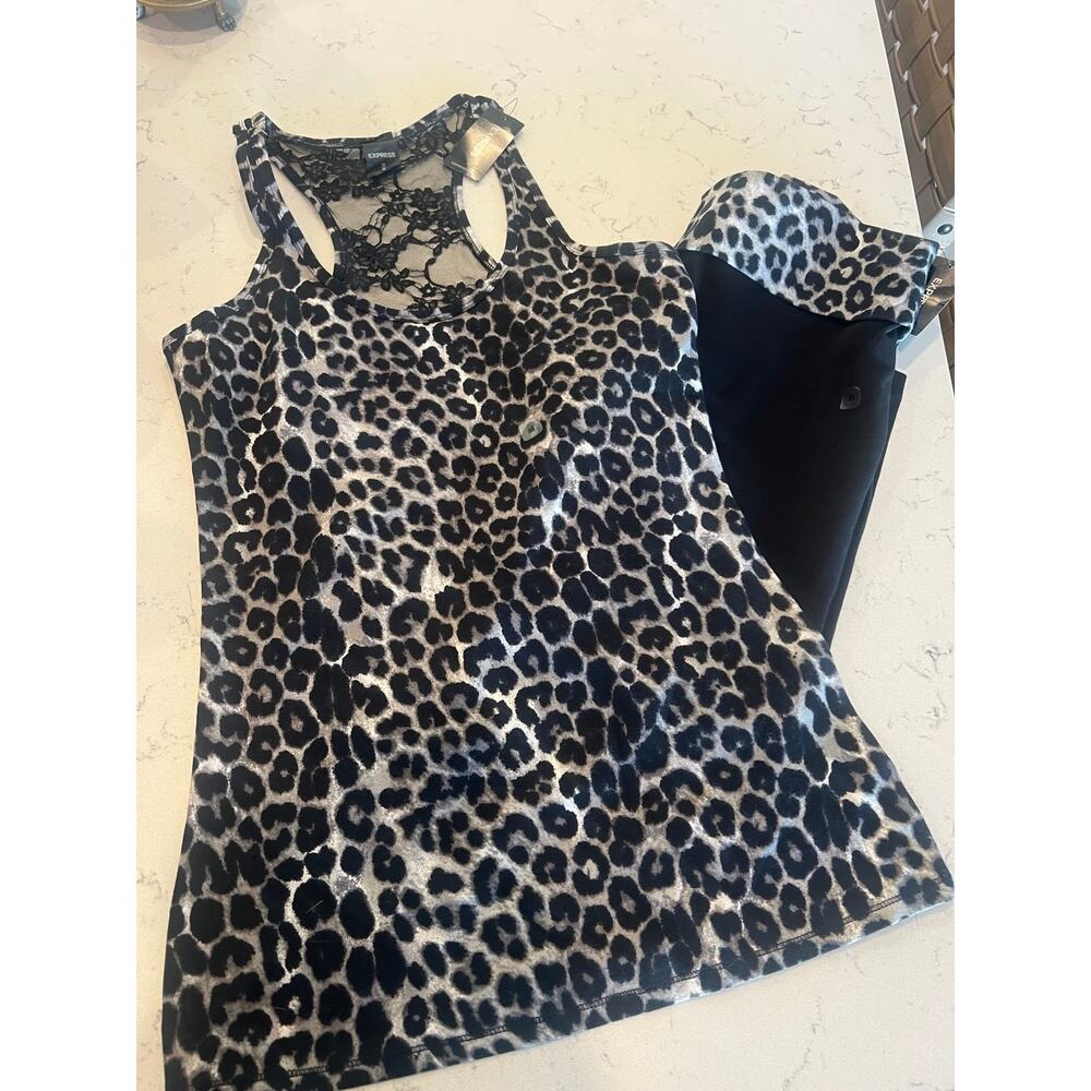 Express Two Piece Set Black and Leopard Medium NWT